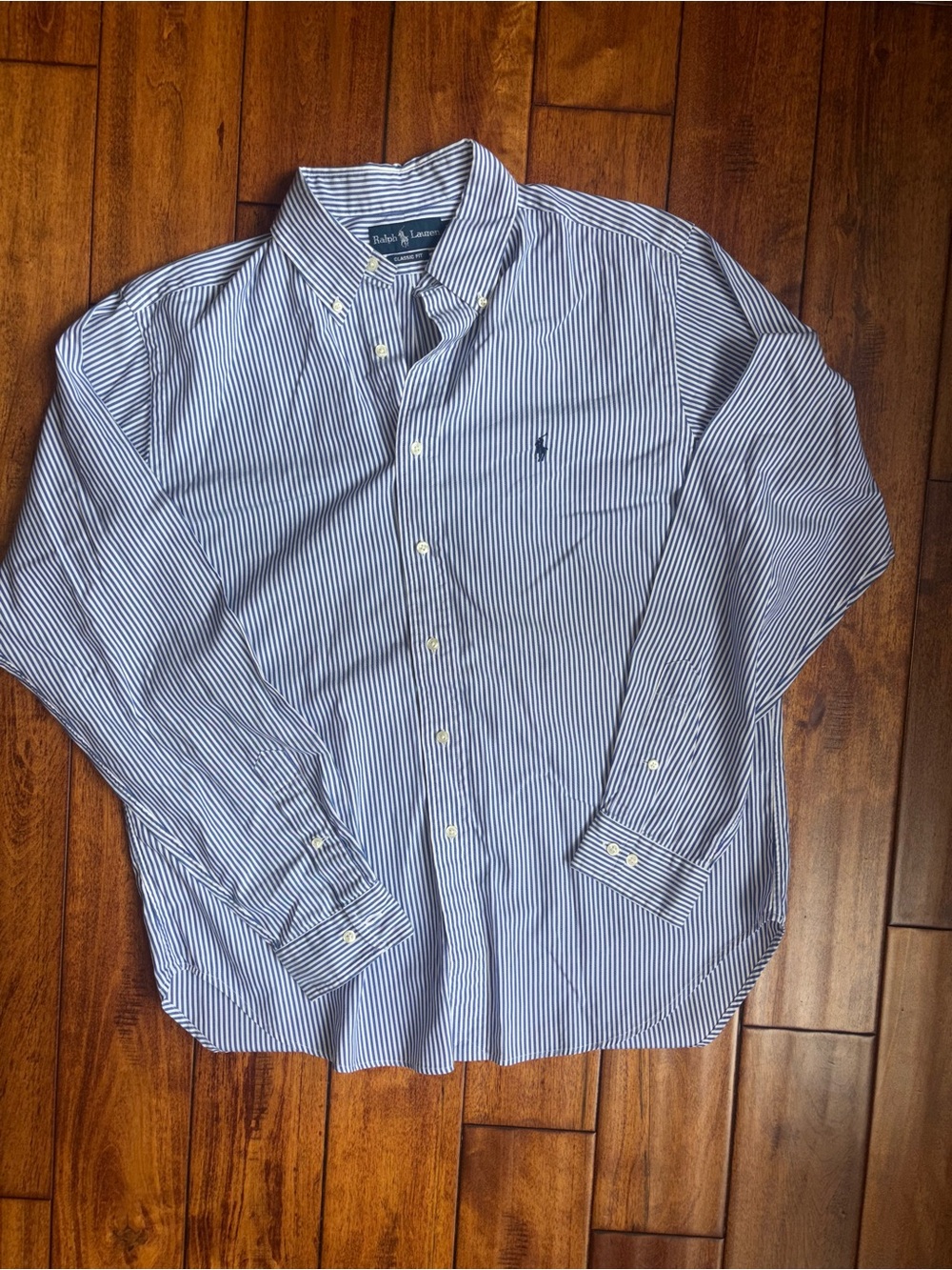 Ralph Lauren Blue & White Striped Button-Down Shirt